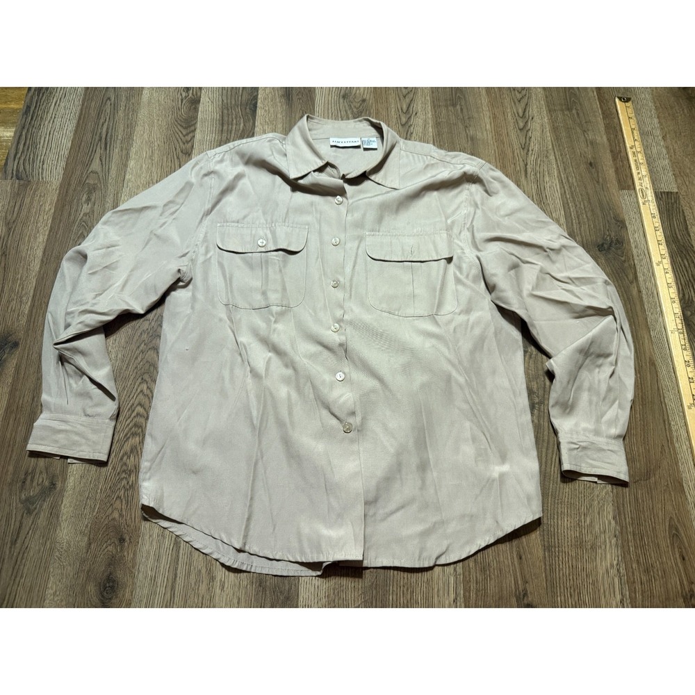 Alice Stuart Shirt, Men's Size Medium, Brown, Long Sleeve Button Up Shirt
